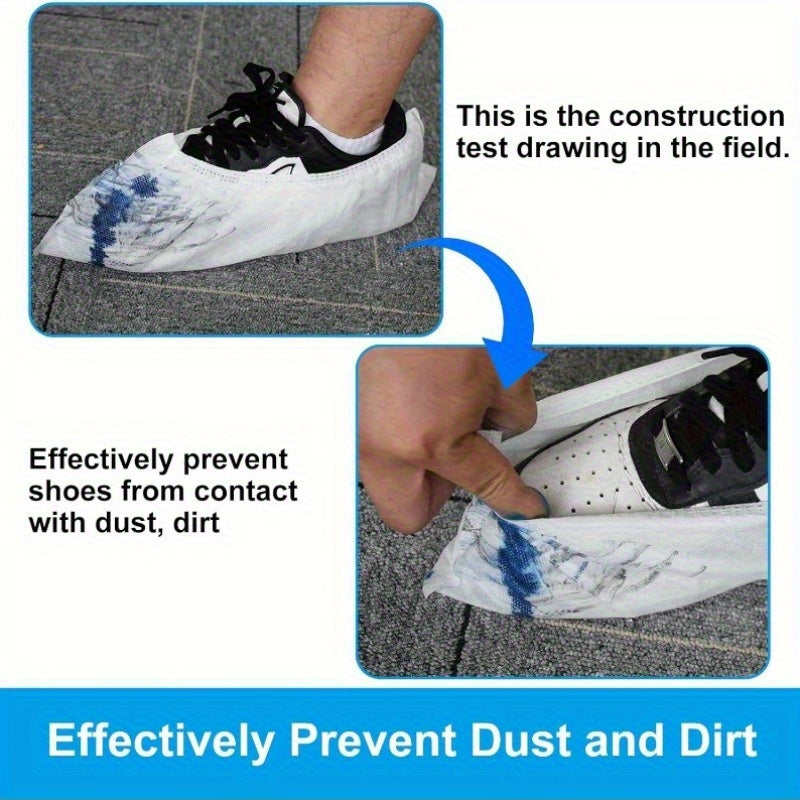 Shoe Covers Disposable 200Pack 100Pairs Thicker White Shoe Booties Cover Non Slip for Home Floors Carpet Indoorfits up to US Women 14.5 and Men 13.5