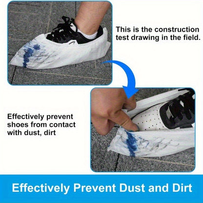 Shoe Covers Disposable 200Pack 100Pairs Thicker White Shoe Booties Cover Non Slip for Home Floors Carpet Indoorfits up to US Women 14.5 and Men 13.5