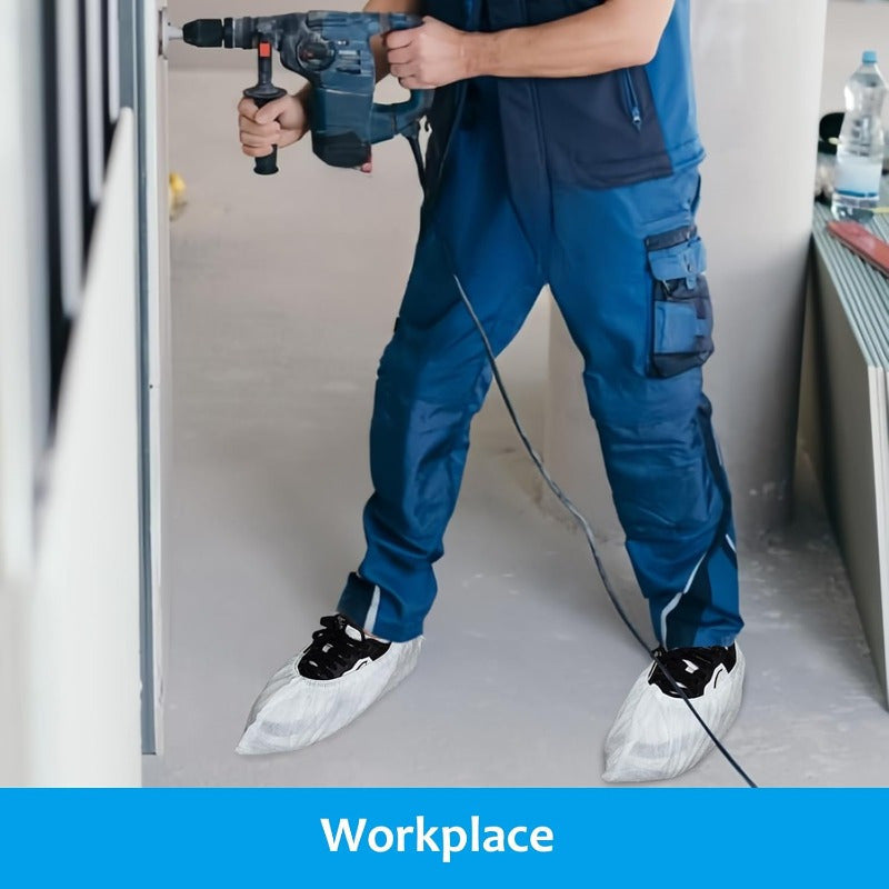 Shoe Covers Disposable 200Pack 100Pairs Thicker White Shoe Booties Cover Non Slip for Home Floors Carpet Indoorfits up to US Women 14.5 and Men 13.5