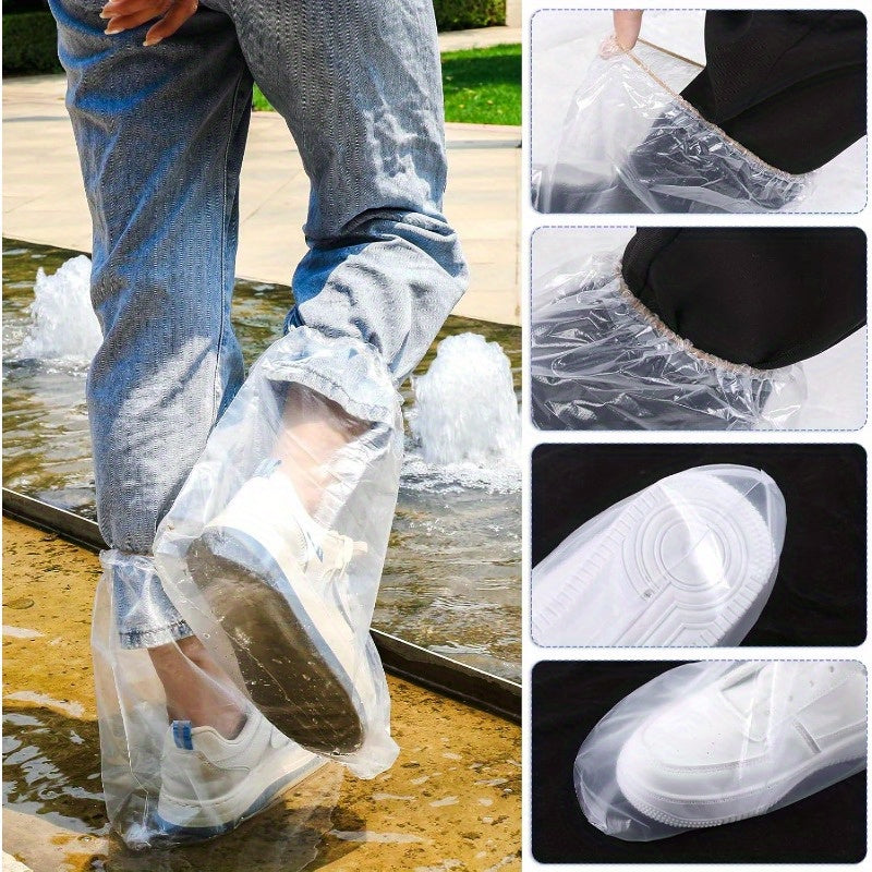 10 Pairs Shoe Covers Boot Covers Plastic Disposable Waterproof Shoe Covers Shoes Cover for Rain Rain Boot Shoe Covers Plastic Boot and Shoe Covers NonSlip Outdoor Waterproof Shoe Protectors