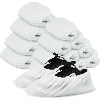 Shoe Covers Disposable 200Pack 100Pairs Thicker White Shoe Booties Cover Non Slip for Home Floors Carpet Indoorfits up to US Women 14.5 and Men 13.5