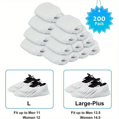 Shoe Covers Disposable 200Pack 100Pairs Thicker White Shoe Booties Cover Non Slip for Home Floors Carpet Indoorfits up to US Women 14.5 and Men 13.5