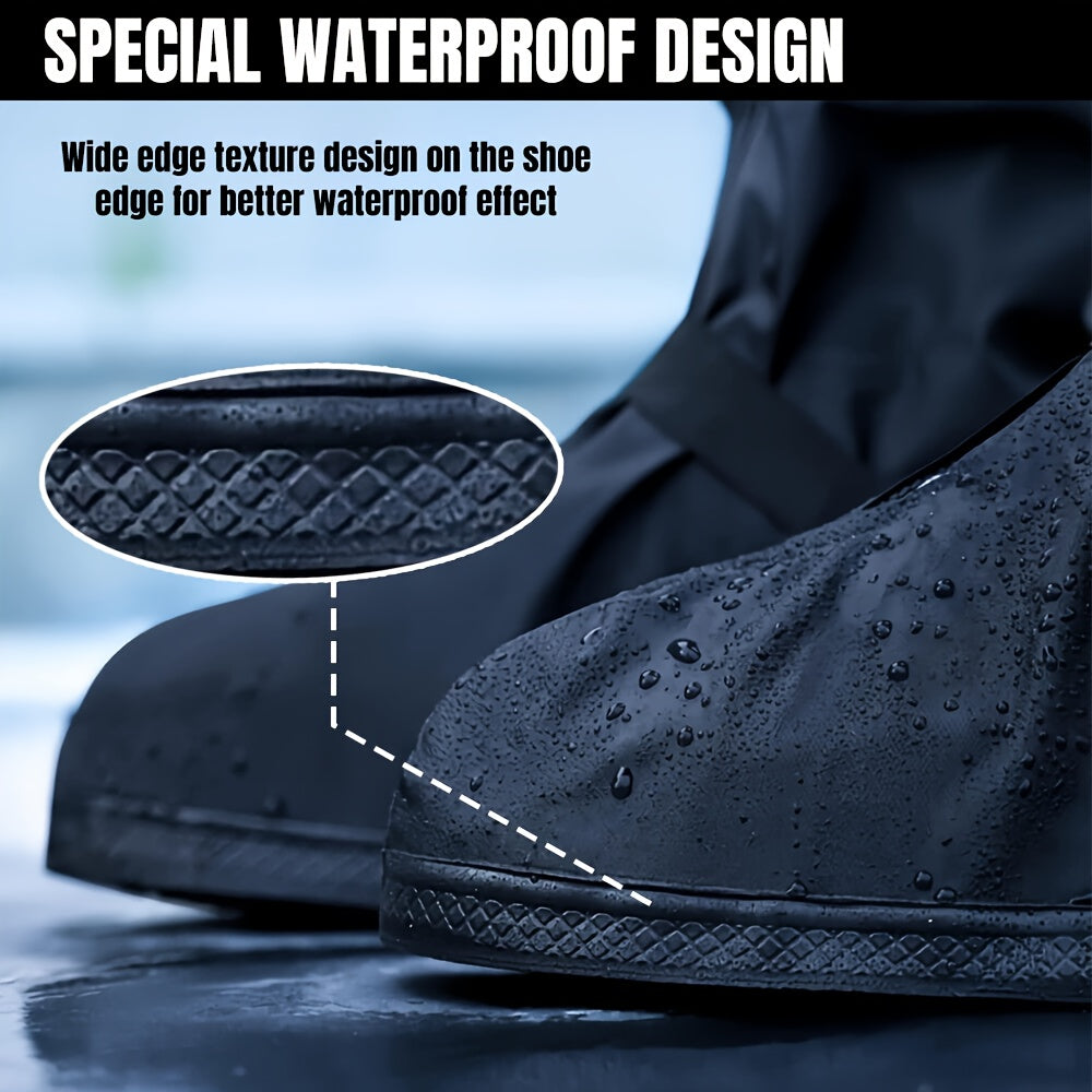 Reusable Waterproof Shoe Covers with Zipper Closure & Anti-Slip Sole - Lightweight PVC Boot Protectors for Men & Women, Slip-On Design for Commuting, Hiking, Travel - Durable, Portable, Easy-Clean