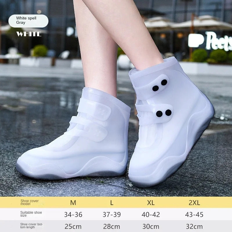 Waterproof Non-Slip Shoe Covers for Rainy Days - Thickened Durable Rubber Shoe Protectors with Adjustable Straps, Fit for Sneakers & Casual Shoes, Orange Accents for High Visibility, Outdoor Shoe Covers | Stylish Rain Boots | Durable Shoe Covers