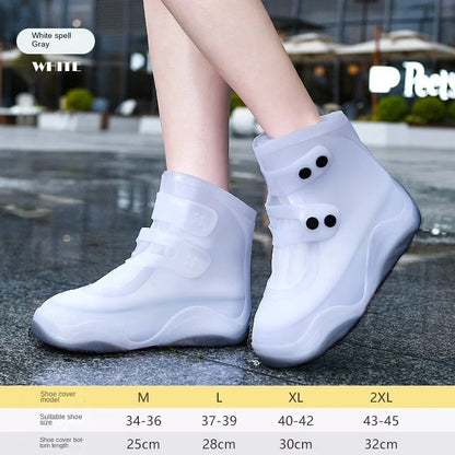 Waterproof Non-Slip Shoe Covers for Rainy Days - Thickened Durable Rubber Shoe Protectors with Adjustable Straps, Fit for Sneakers & Casual Shoes, Orange Accents for High Visibility, Outdoor Shoe Covers | Stylish Rain Boots | Durable Shoe Covers