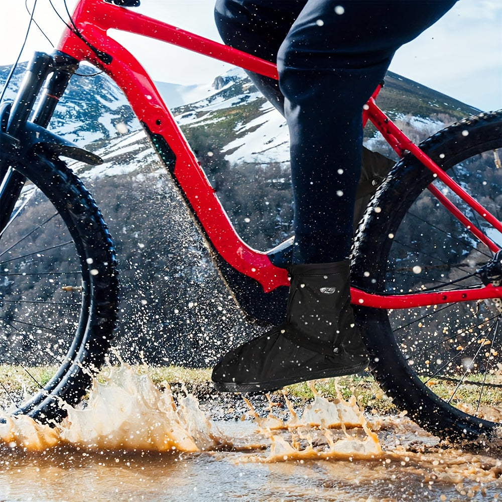 Reusable Waterproof Shoe Covers with Zipper Closure & Anti-Slip Sole - Lightweight PVC Boot Protectors for Men & Women, Slip-On Design for Commuting, Hiking, Travel - Durable, Portable, Easy-Clean