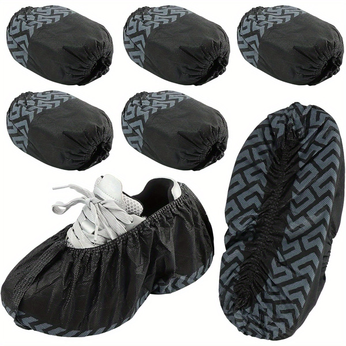 Disposable Shoe Covers, 100 Pack, Non- Woven Fabric, Fits Men' s Size 8. 5 and Women' s 10, Double- Elastic Band